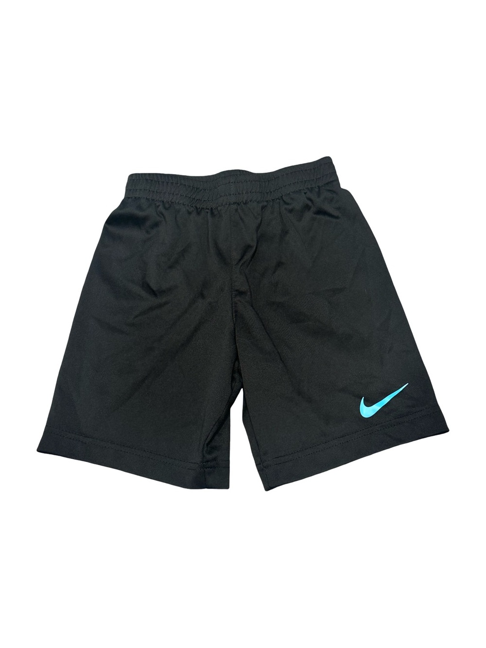 EUC Nike Boys Size 5-6 Black Shorts with Teal Swoosh